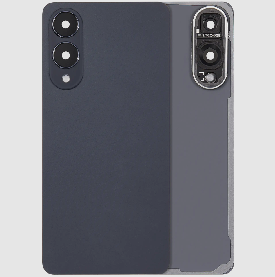 Back Cover Glass With Camera Lens For Samsung Galaxy S25 Edge (No Logo) (Aftermarket Plus) (Titanium Jetblack)