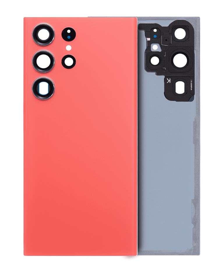 Back Cover Glass With Camera Lens For Samsung Galaxy S23 Ultra 5G (No Logo) (Aftermarket Plus) (Red)