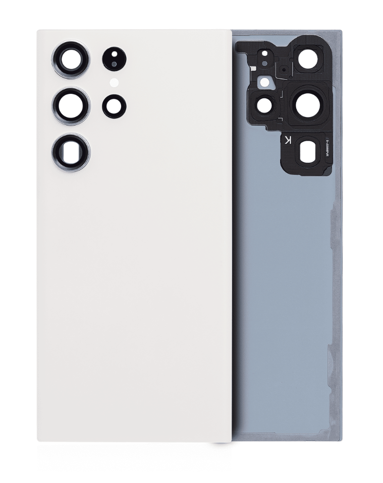 Back Cover Glass With Camera Lens For Samsung Galaxy S23 Ultra 5G (No Logo) (Aftermarket Plus) (Cream)