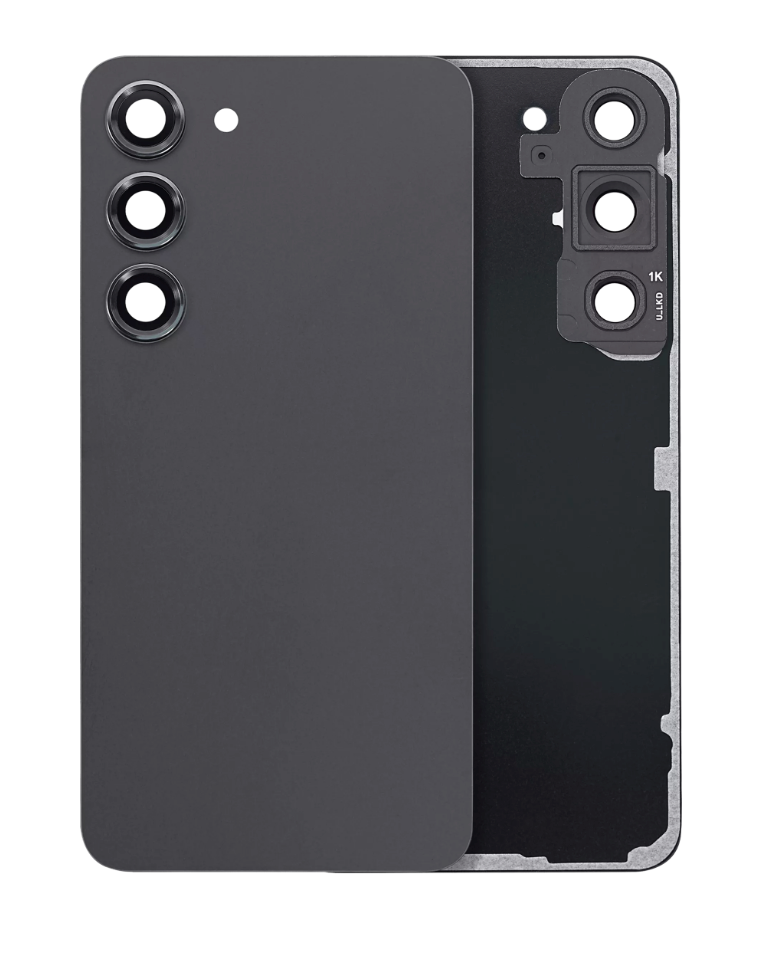 Back Cover Glass With Camera Lens For Samsung Galaxy S23 5G (No Logo) (Aftermarket Plus) (Phantom Black)