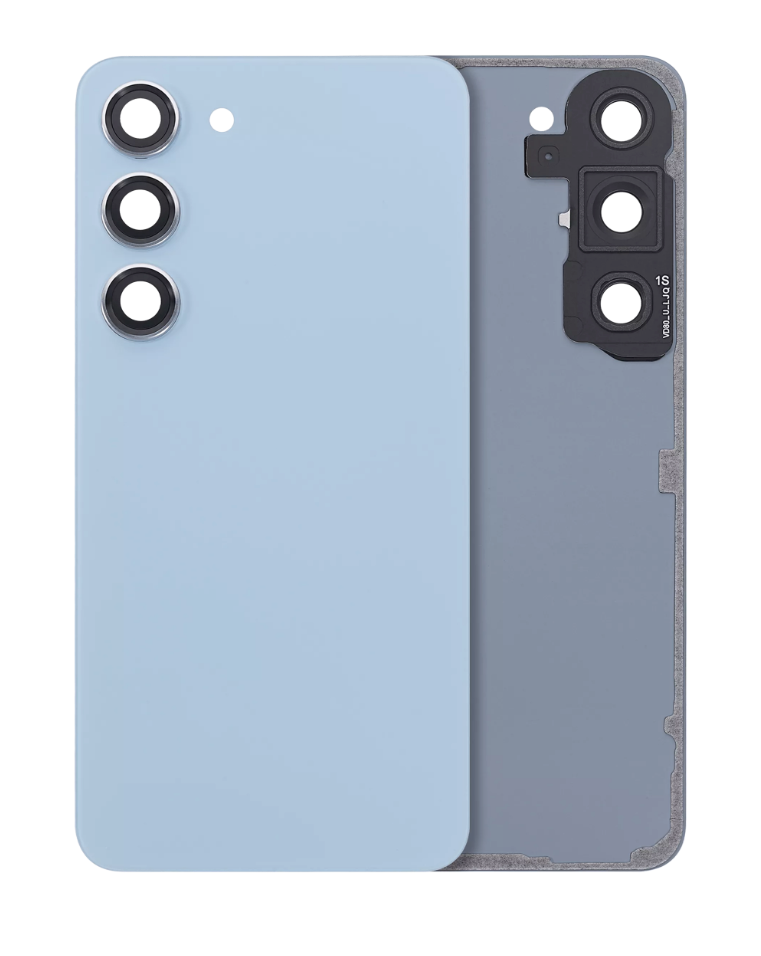 Back Cover Glass With Camera Lens For Samsung Galaxy S23 5G (No Logo) (Aftermarket Plus) (Blue)