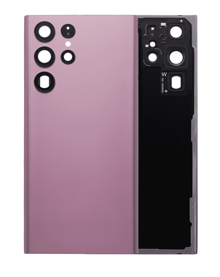 Back Cover Glass With Camera Lens For Samsung Galaxy S22 Ultra 5G (No Logo) (Aftermarket Plus) (Burgundy)