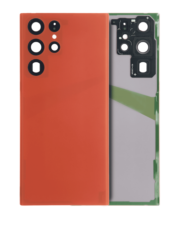 Back Cover Glass With Camera Lens For Samsung Galaxy S22 Ultra 5G (No Logo) (Aftermarket Plus) (Red)