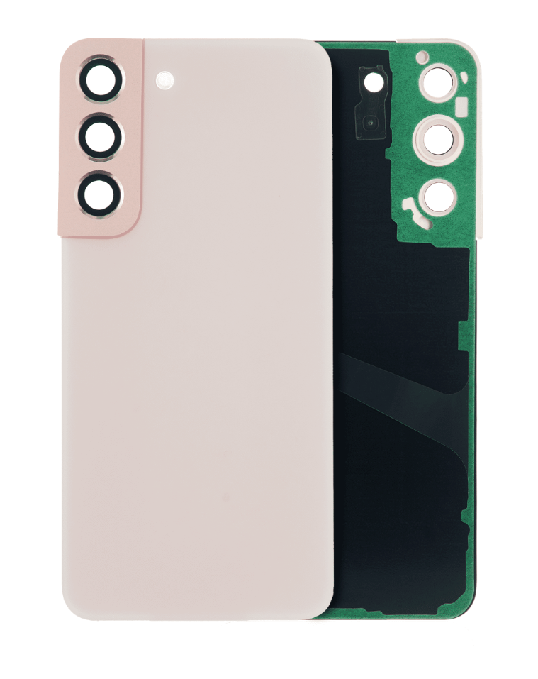 Back Cover Glass With Camera Lens For Samsung Galaxy S22 5G (No Logo) (Aftermarket Plus) (Pink Gold)
