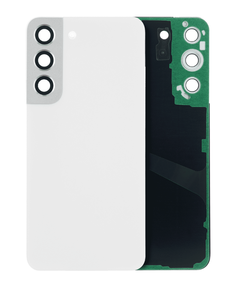 Back Cover Glass With Camera Lens For Samsung Galaxy S22 5G (No Logo) (Aftermarket Plus) (White)