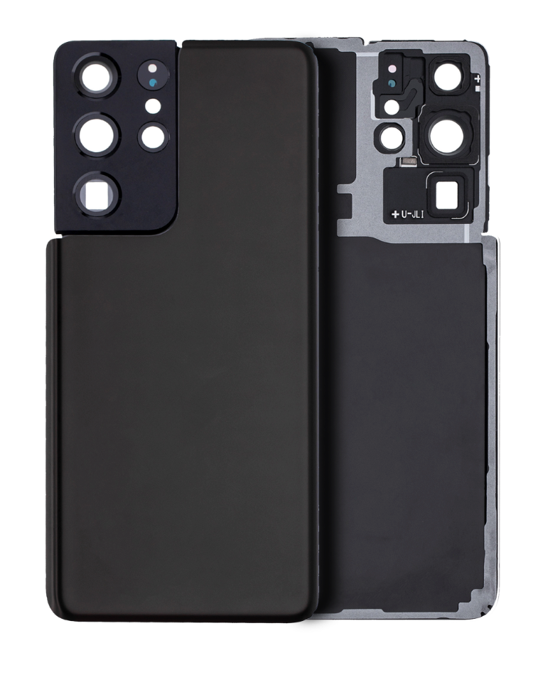 Back Cover Glass With Camera Lens For Samsung Galaxy S21 Ultra (No Logo) (Aftermarket Plus) (Phantom Black)