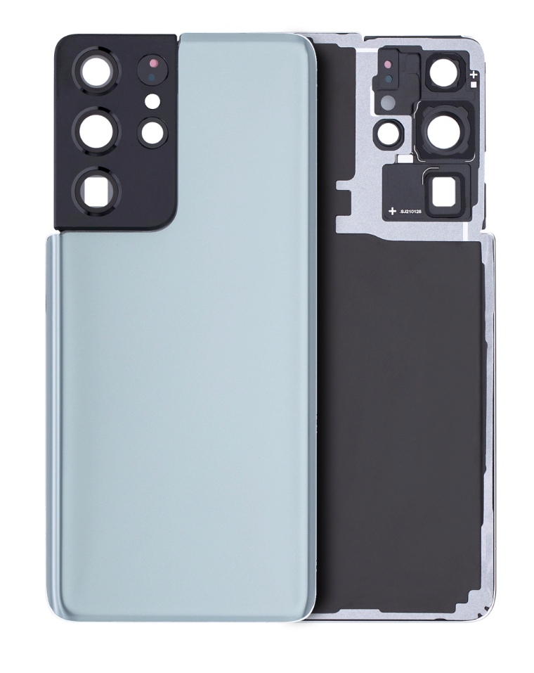 Back Cover Glass With Camera Lens For Samsung Galaxy S21 Ultra (No Logo) (Aftermarket Plus) (Phantom Titanium)