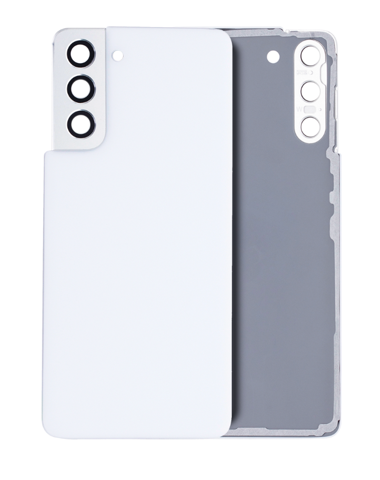 Back Cover Glass With Camera Lens For Samsung Galaxy S21 5G (No Logo) (Aftermarket Plus) (Phantom White)