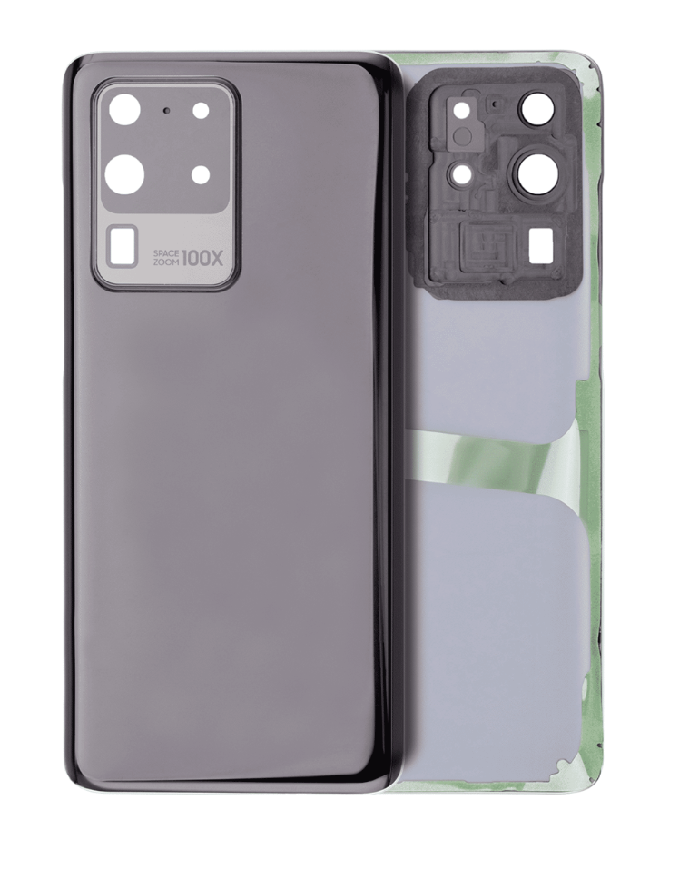 Back Cover Glass With Camera Lens For Samsung Galaxy S20 Ultra 5G (No Logo) (Aftermarket Plus) (Cosmic Black)