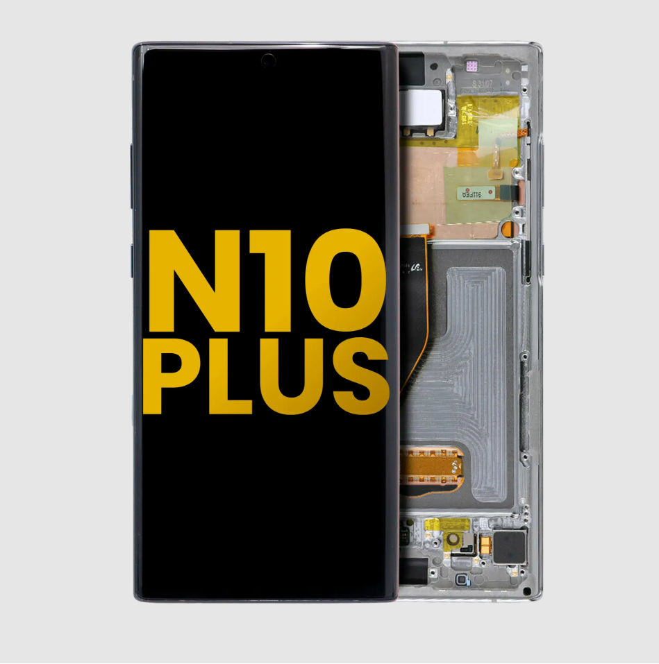 OLED Assembly With Frame For Samsung Galaxy Note 10 Plus / 5G (Refurbished) (Aura Glow / Silver)