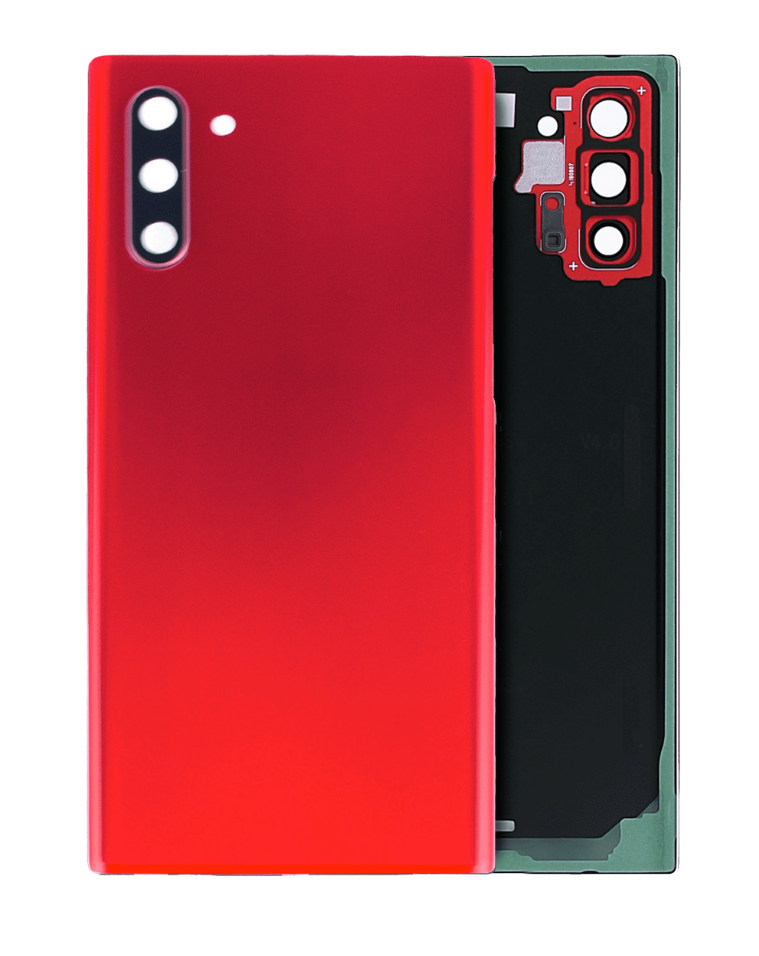 Back Cover Glass With Camera Lens For Samsung Galaxy Note 10 (No Logo) (Aftermarket Plus) (Aura Red)