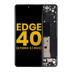 OLED Assembly With Frame For Motorola Moto Edge 40 (XT2303-3 / 2023) (Refurbished) (Eclipse Black)