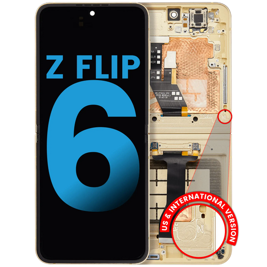 Inner OLED Assembly With Frame Compatible For Samsung Galaxy Z Flip 6 5G (F741) (US & International) (Aftermarket) (Yellow)