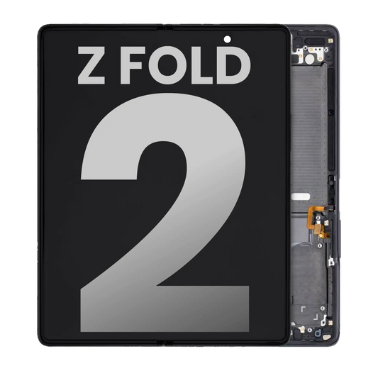 Inner OLED Assembly With Frame For Samsung Galaxy Z Fold 2 5G (Used OEM Pull: Grade B/C) (US & International) (Mystic Black)