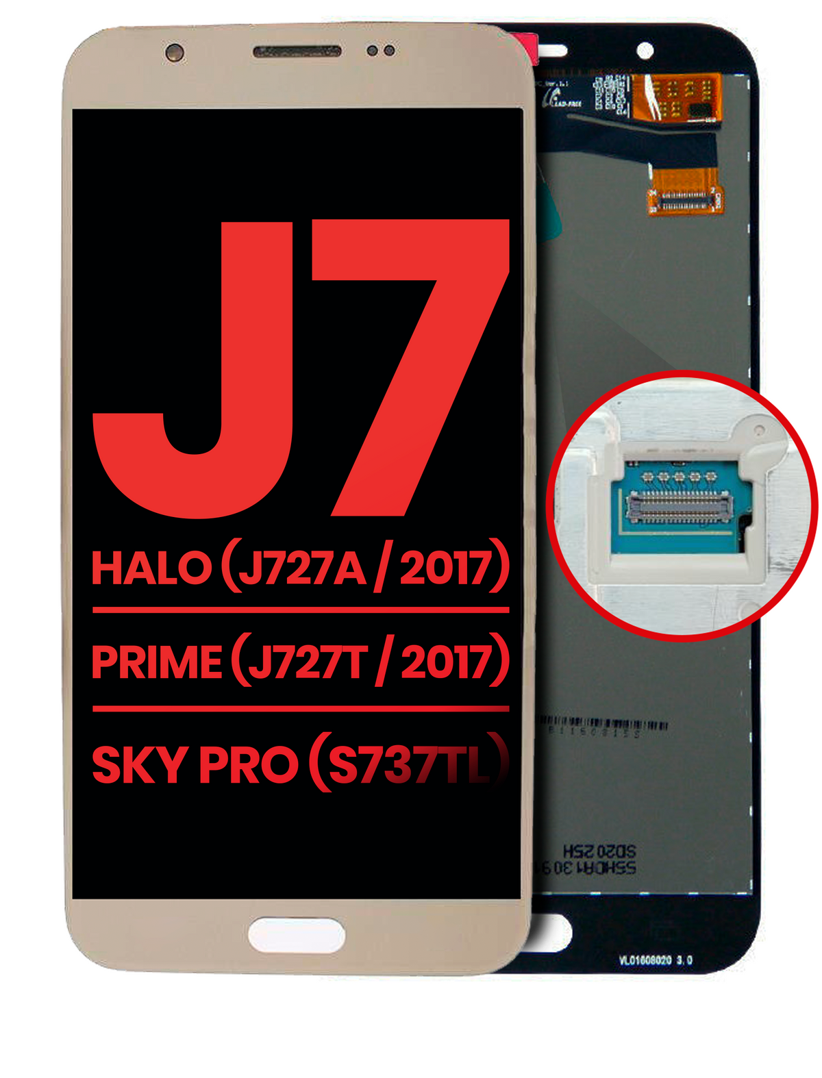 LCD Assembly Without Frame Only For Samsung Galaxy J7 Halo (J727A / 2017) / J7 Prime (J727T / 2017) / J7 Sky Pro (S737TL) (Aftermarket Plus) (Gold)