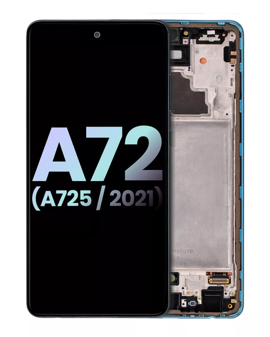 OLED Assembly With Frame For Samsung A72 (A725 / 2021) (Service Pack) (Awesome Blue)