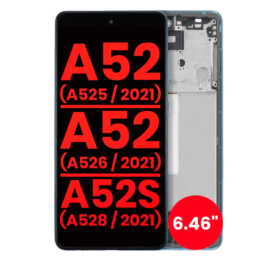 OLED Assembly With Frame For Samsung Galaxy A52 4G (A525 / 2021) / A52 5G (A526 / 2021) / A52S 5G (A528 / 2021) (6.46") (Aftermarket Plus) (Awesome Blue)