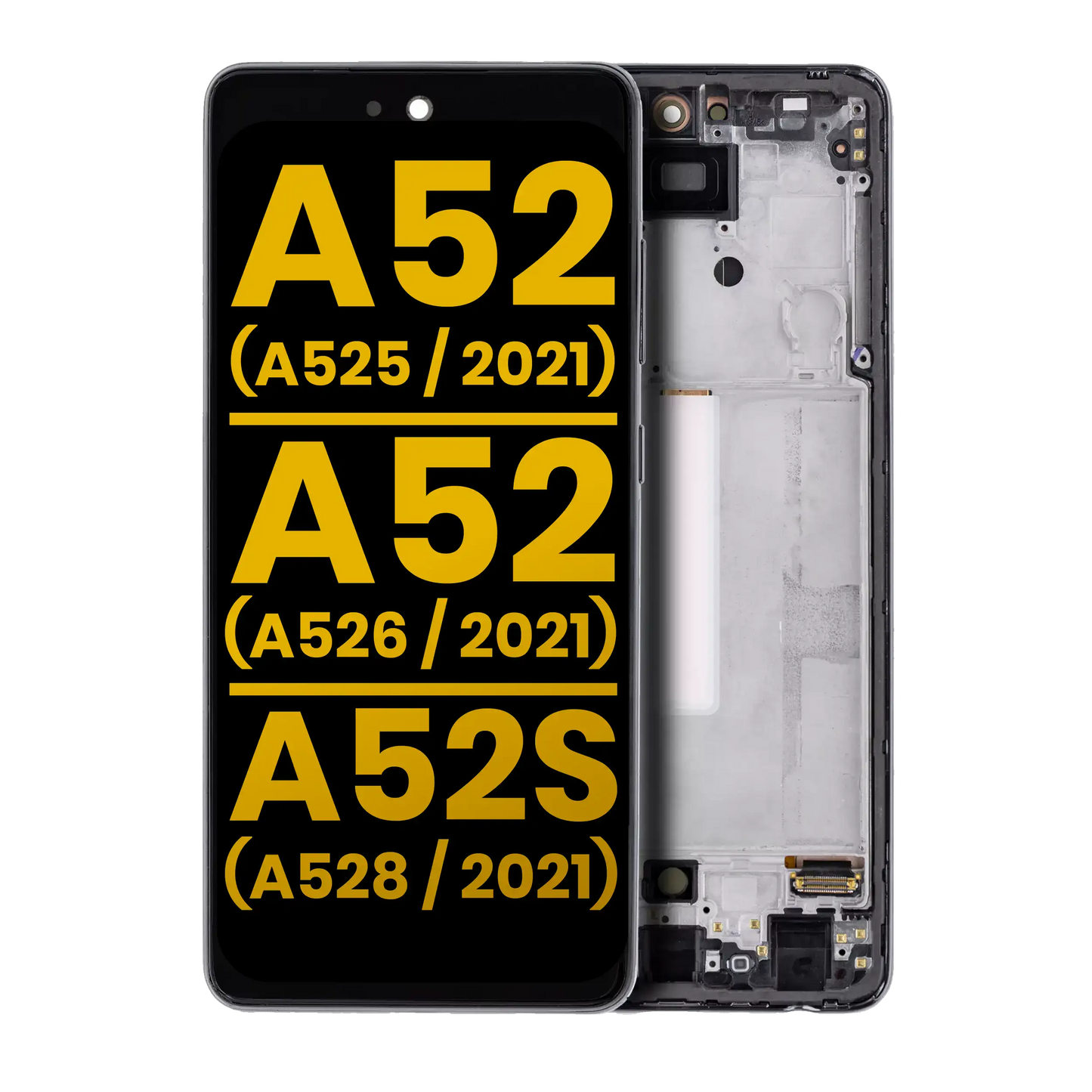 OLED Assembly With Frame For Samsung Galaxy A52 4G (A525 / 2021) / A52 5G (A526 / 2021) / A52S 5G (A528 / 2021) (Refurbished) (Awesome Black)