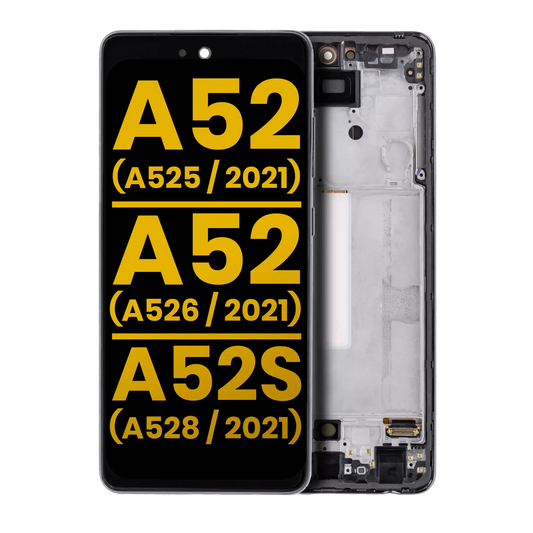 OLED Assembly With Frame For Samsung Galaxy A52 4G (A525 / 2021) / A52 5G (A526 / 2021) / A52S 5G (A528 / 2021) (Refurbished) (Awesome Black)