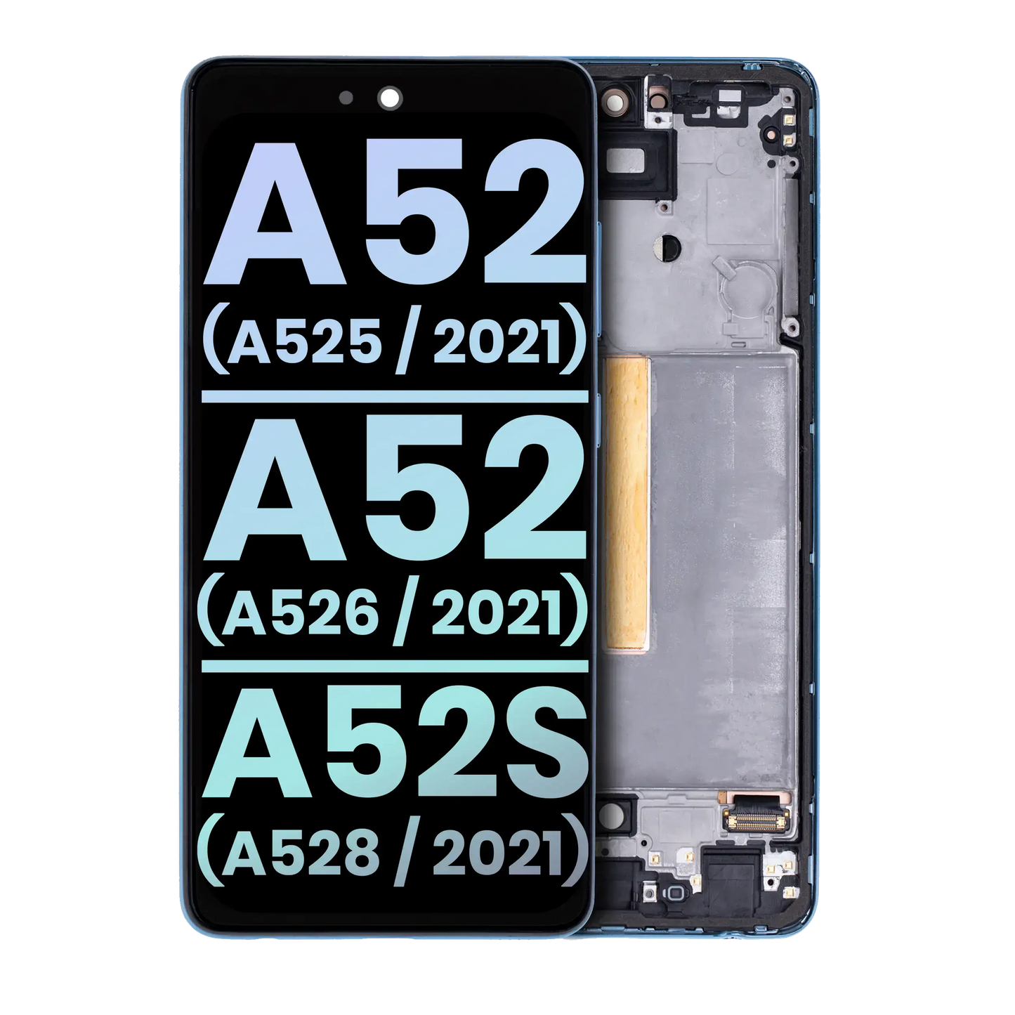 OLED Assembly With Frame For Samsung Galaxy A52 4G (A525 / 2021) / A52 5G (A526 / 2021) / A52S 5G (A528 / 2021) (Service Pack) (Awesome Blue)