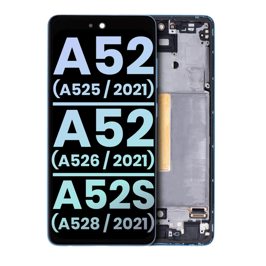 OLED Assembly With Frame For Samsung Galaxy A52 4G (A525 / 2021) / A52 5G (A526 / 2021) / A52S 5G (A528 / 2021) (Service Pack) (Awesome Blue)