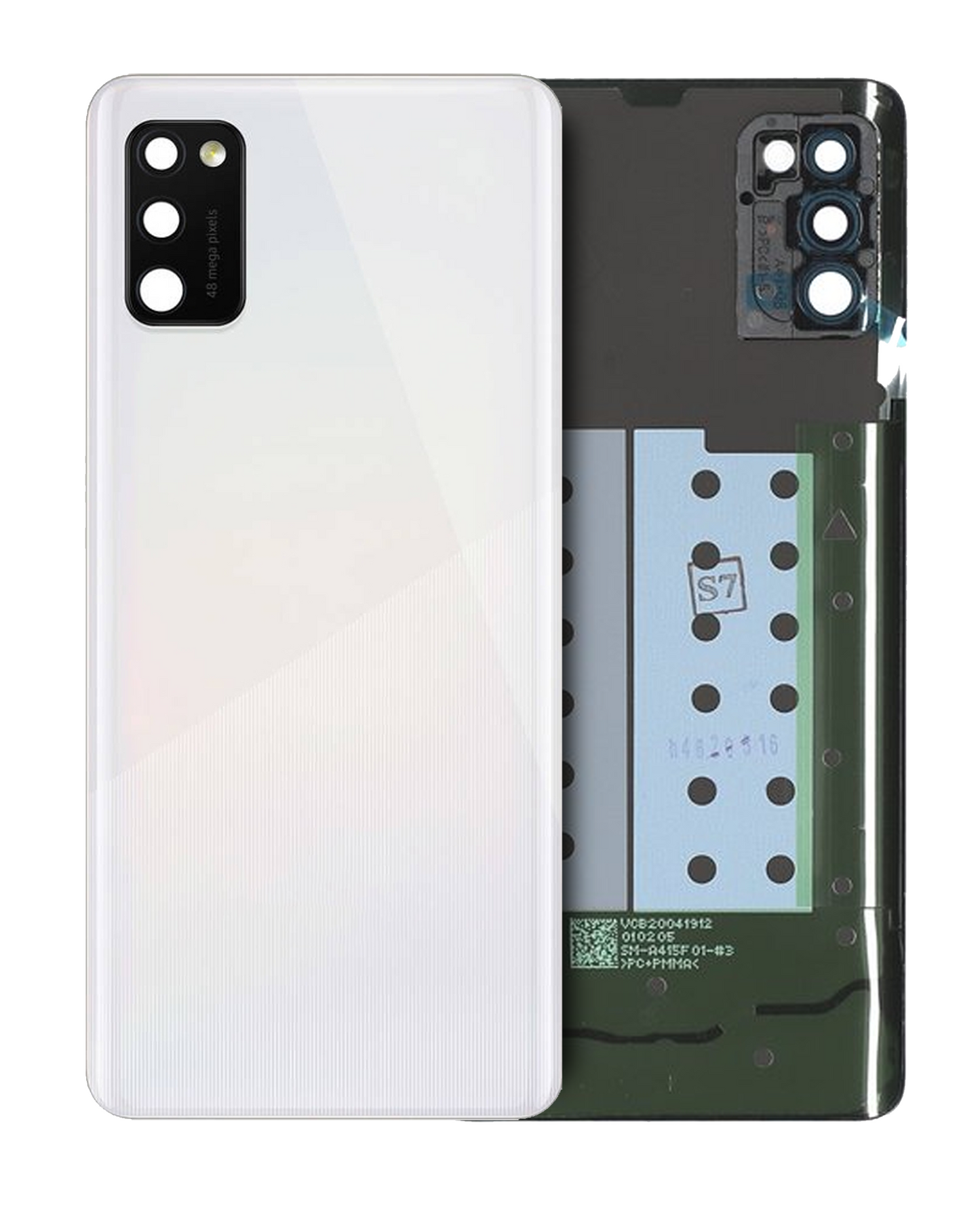 Back Cover Glass With Camera Lens For Samsung Galaxy A41 (A415 / 2020) (Service Pack) (Prism Crush Silver)