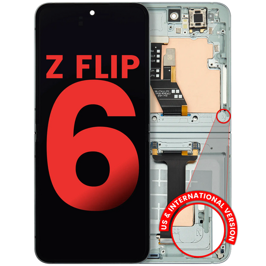 Inner OLED Assembly With Frame Compatible For Samsung Galaxy Z Flip 6 5G (F741) (US & International) (Aftermarket Plus) (Mint)