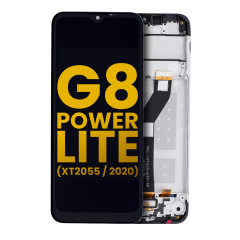 LCD Assembly With Frame For Motorola Moto G8 Power Lite (XT2055 / 2020) (Refurbished) (Black)