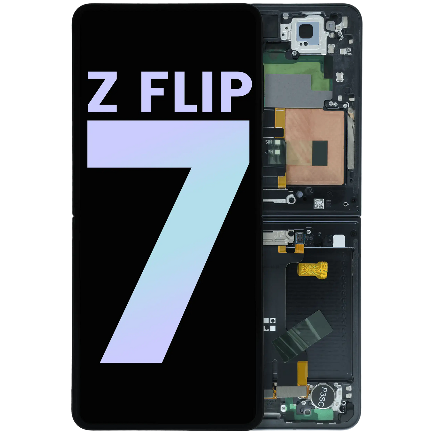 Inner OLED Assembly With Frame For Samsung Galaxy Z Flip 7 5G (US & International) (Service Pack) (Jet Black)