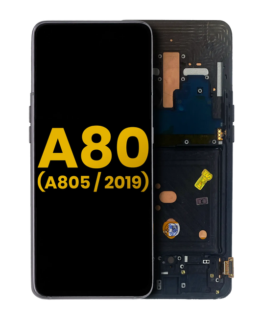 OLED Assembly With Frame For Samsung Galaxy A80 (A805 / 2019) (Refurbished) (Phantom Black)