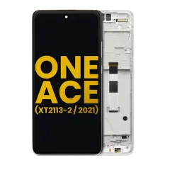 LCD Assembly With Frame For Motorola One 5G Ace (XT2113-2 / 2021) (Refurbished) (Frosted Silver)