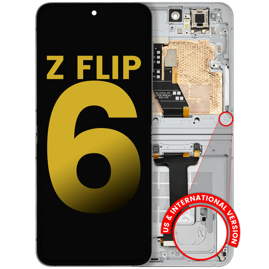 Inner OLED Assembly With Frame Compatible For Samsung Galaxy Z Flip 6 5G (F741) (US & International) (Refurbished) (White)