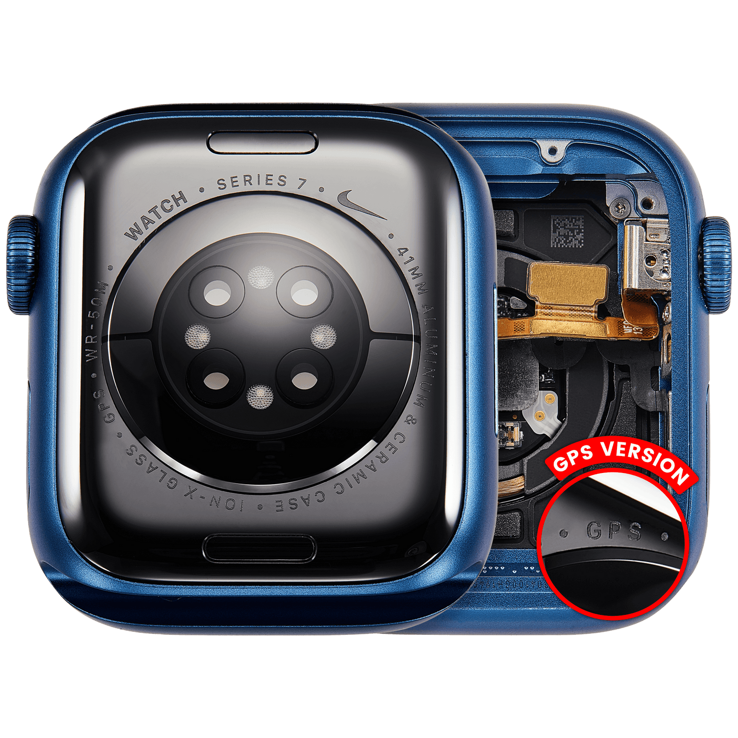 Housing Assembly Compatible For Watch Series 7 (41MM) (Used OEM Pull: Grade A) (GPS Version) (Aluminum / Blue)