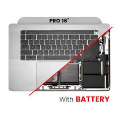 Top Case with Battery and Keyboard (ANSI US) For MacBook Pro 16" A2141 (2019) (Used OEM Pull: Grade A) (Silver)