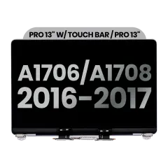 Complete LCD Display Assembly For MacBook Pro 13" A1706 / A1708 (2016-2017) (Used OEM Pull: Grade A) (Space Gray)