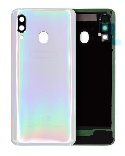 Back Cover Glass With Camera Lens For Samsung Galaxy A40 (A405 / 2019) (Service Pack) (White)