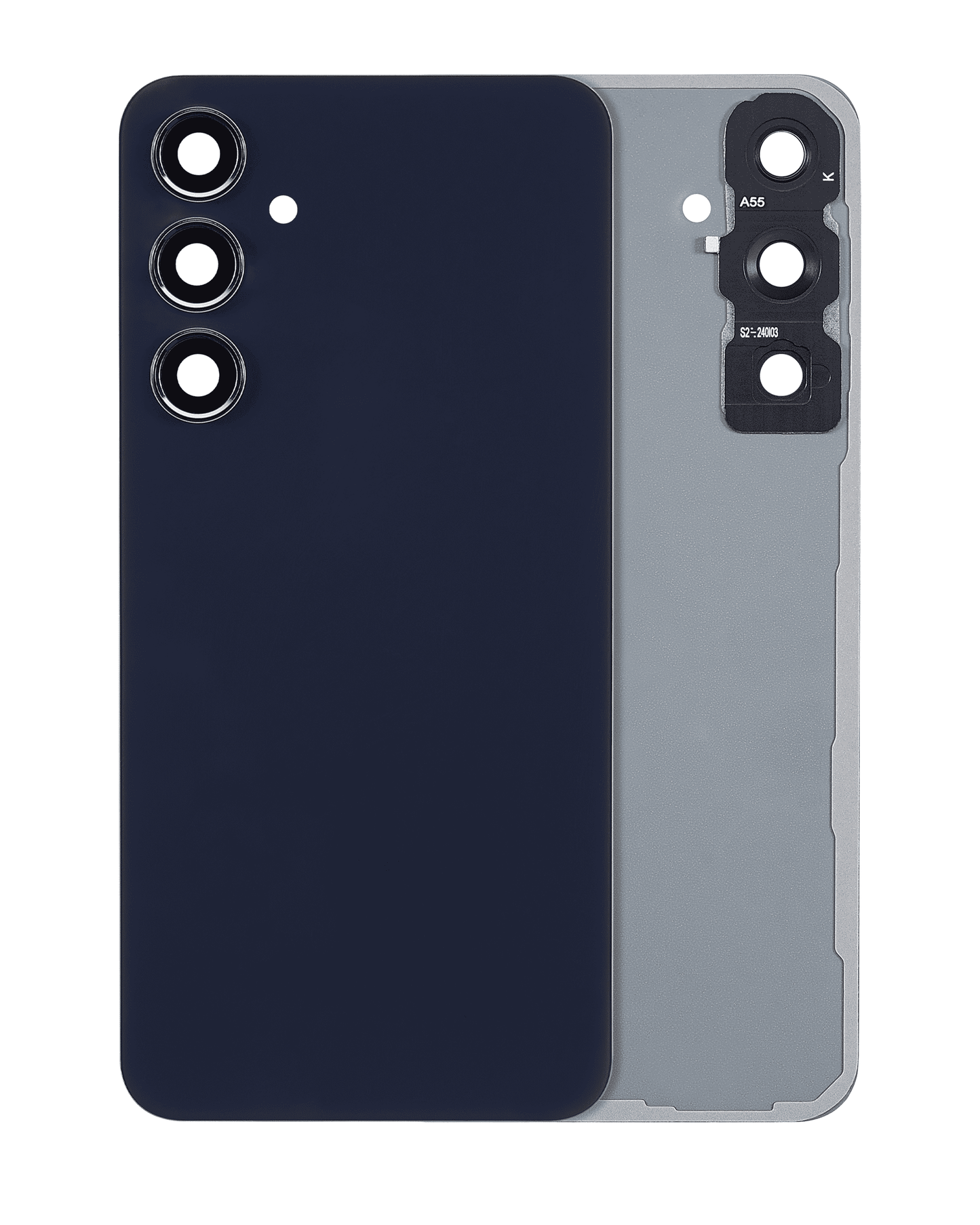Back Cover Glass With Camera Lens For Samsung Galaxy A55 5G (A556 / 2024) (No Logo) (Aftermarket Plus) (Navy)