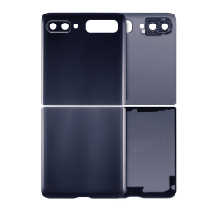 Top & Bottom Back Cover Glass With Camera Lens For Samsung Galaxy Z Flip 4G (F700) / Z Flip 5G (F707) (Aftermarket Plus) (Mirror Black)