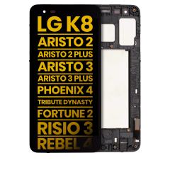 LCD Assembly With Frame For LG K8 (X210 / 2018) / Aristo 2 / Aristo 2 Plus / Aristo 3 / Aristo 3 Plus / Phoenix 4 / Tribute Dynasty / Empire / Fortune 2 / Risio 3 / Rebel 4 (Refurbished) (Black)