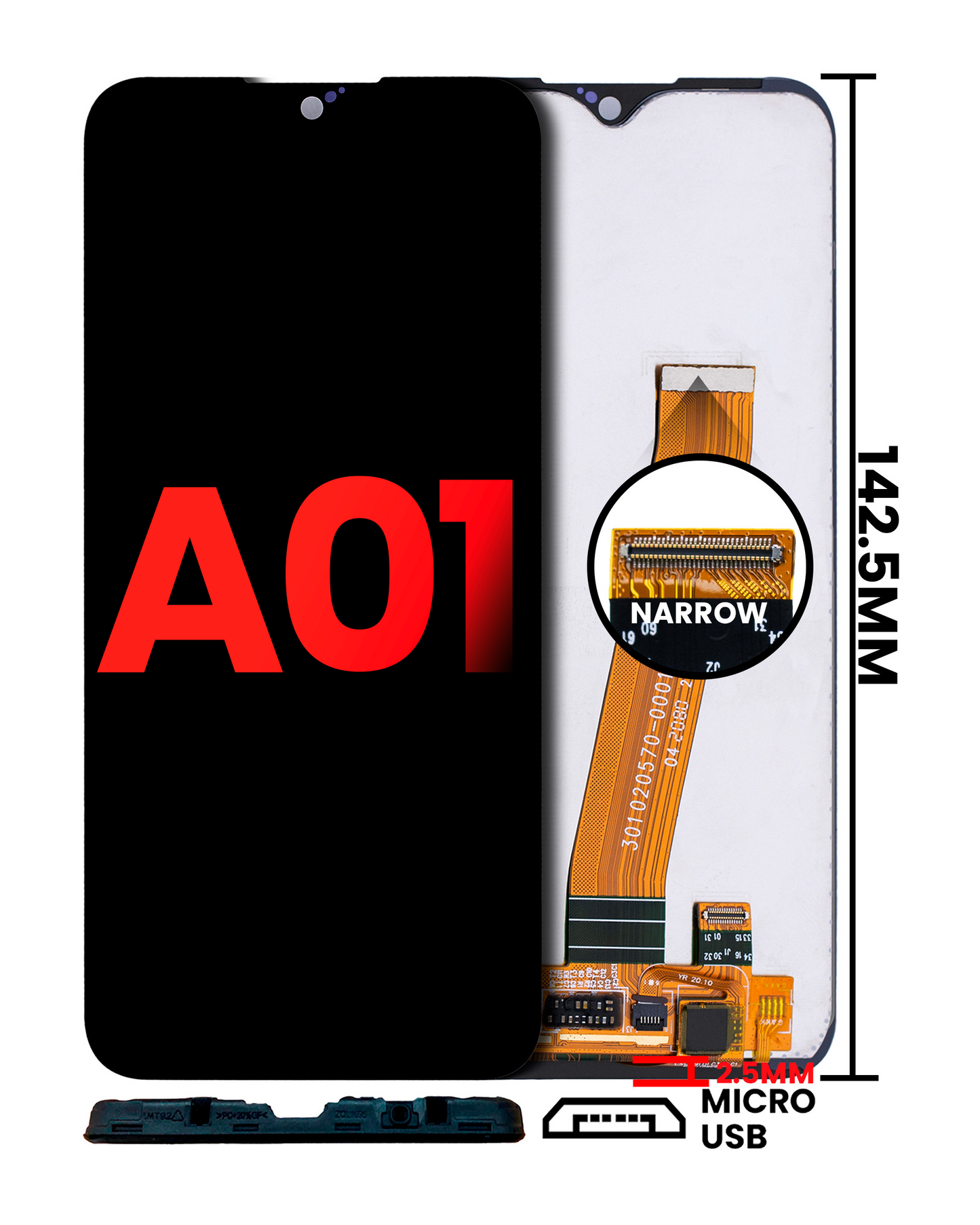 LCD Assembly Without Frame For Samsung Galaxy A01 (Global Model) (Micro USB Frame) (Aftermarket Plus: Incell) (All Colors)