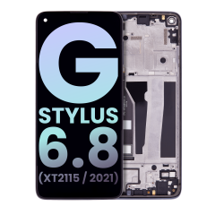 LCD Assembly With Frame For Motorola Moto G Stylus 6.8" (XT2115 / 2021) (Genuine OEM) (Aurora Black)