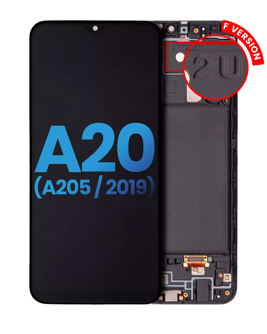 LCD Assembly With Frame For Samsung Galaxy A20 (A205 / 2019) (F Version) (Aftermarket: Incell) (All Colors)