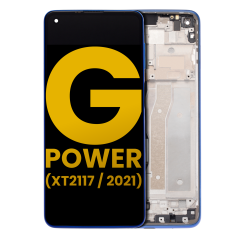 LCD Assembly With Frame For Motorola Moto G Power (XT2117 / 2021) (Refurbished) (Blue)