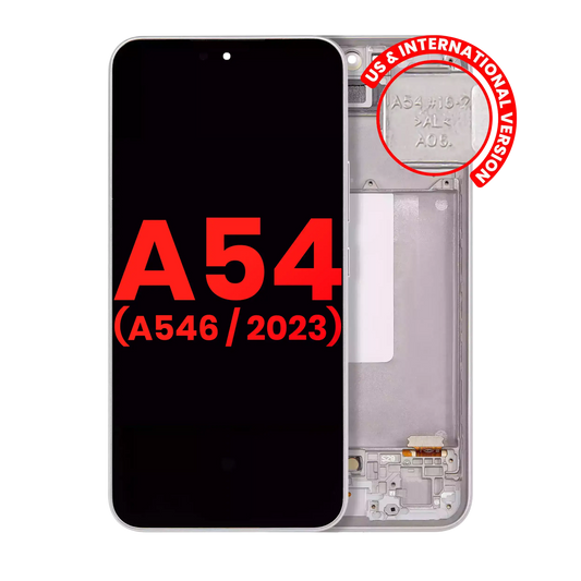 OLED Assembly With Frame For Samsung Galaxy A54 5G (A546 / 2023) (US & International Version) (Aftermarket Plus) (White)