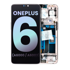 OLED Assembly With Frame For OnePlus 6 (A6000 / A6003) (Genuine OEM) (Silk White)