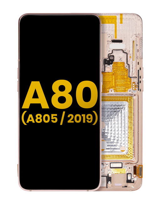 OLED Assembly With Frame For Samsung Galaxy A80 (A805 / 2019) (Angel Gold) (Refurbished)