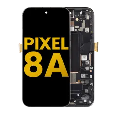 OLED Assembly With Frame (With Fingerprint Sensor ) For Google Pixel 8A (Refurbished) (Obsidian)