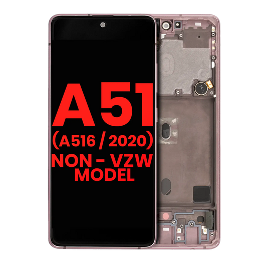 OLED Assembly With Frame For Samsung Galaxy A51 5G (A516 / 2020) (Non-Verizon 5G UW Frame) (6.46") (Aftermarket Plus) (Prism Cube Pink)