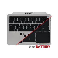 Top Case with Battery and Keyboard (ANSI US) For MacBook Pro 13" A2338 (2020) (Used OEM Pull: Grade B/C) (Silver)