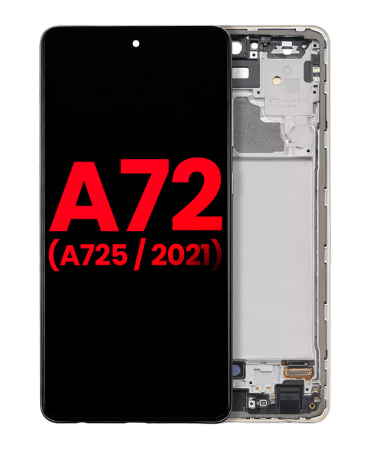 OLED Assembly With Frame For Samsung A72 (A725 / 2021) (6.67") (Aftermarket Plus) (Awesome White)